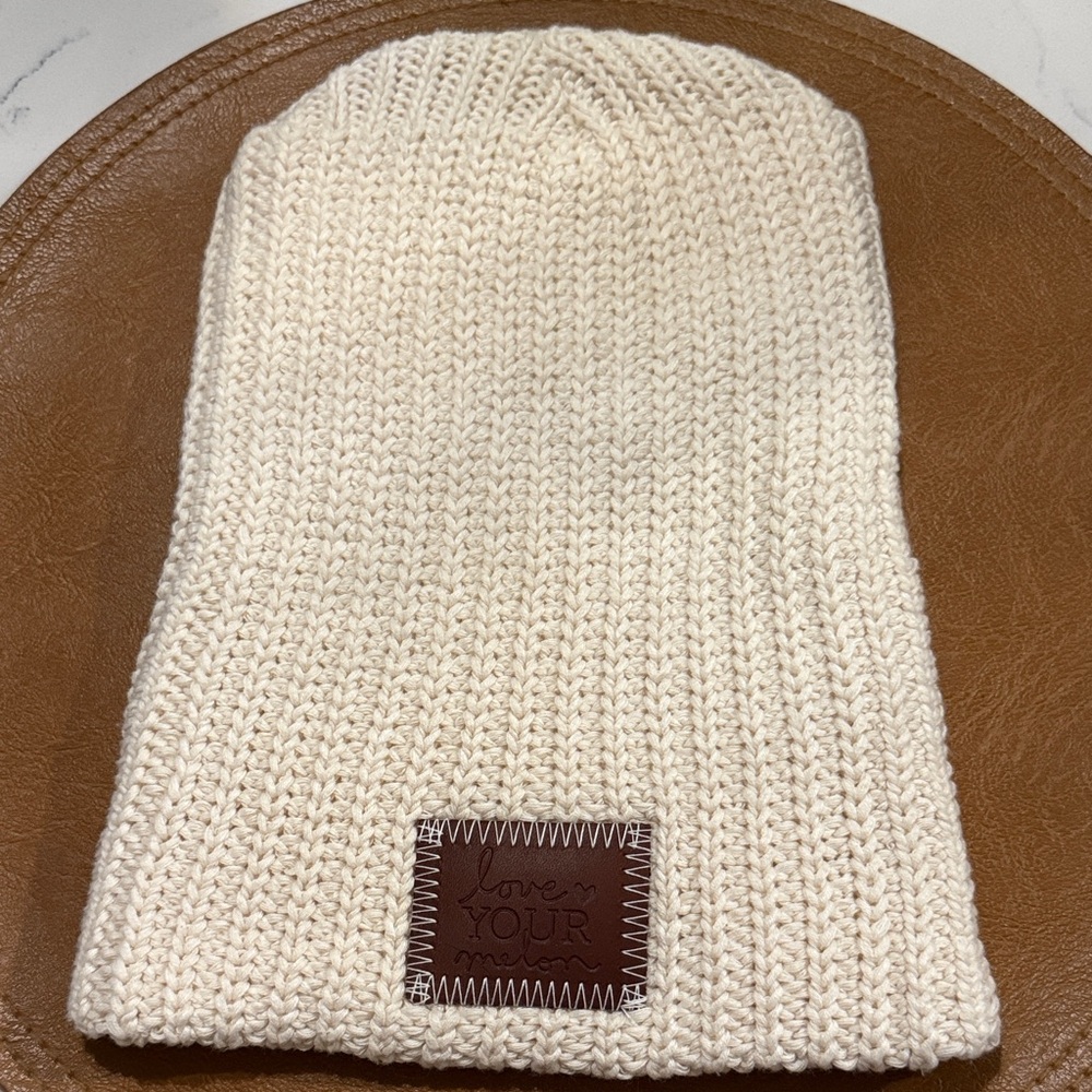 love YOUR melon Classic Cream Knit Beanie hat New